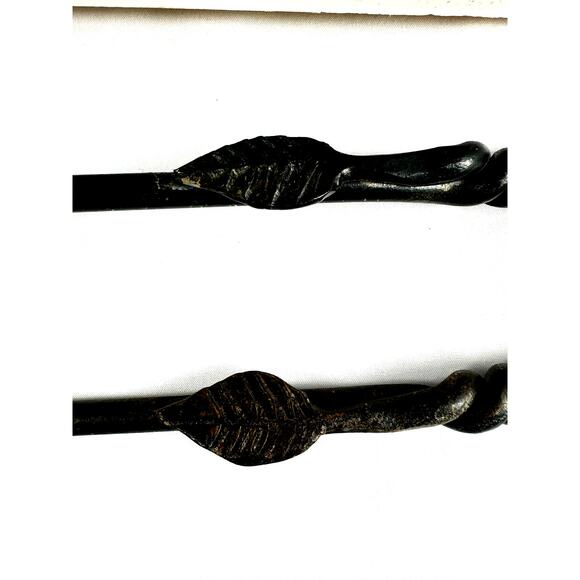 Forged Metal BarBQ Tools Twisted Leaf Design Original Box Texas Signed Set of 2 - Picture 8 of 16